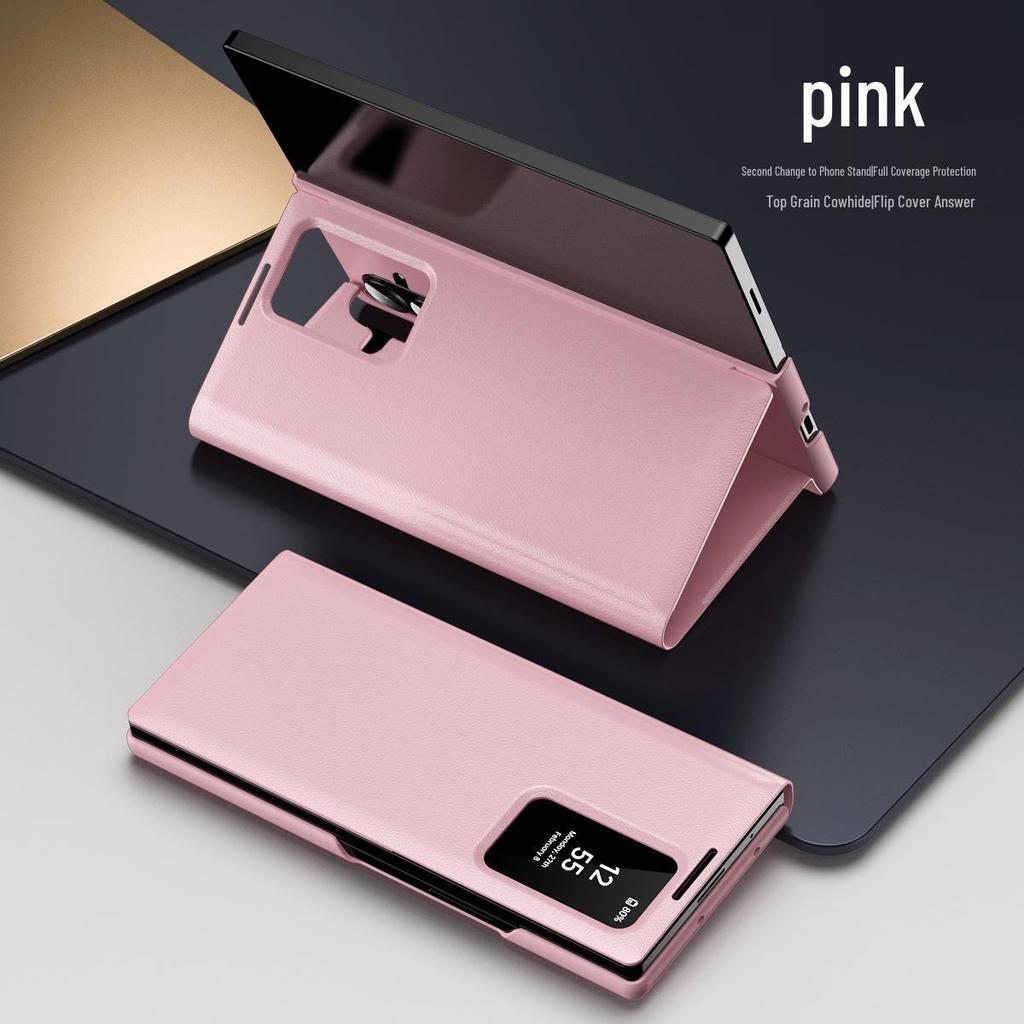 Housse à rabat en cuir Samsung Z Fold 8 avec emplacement pour carte et fenêtre