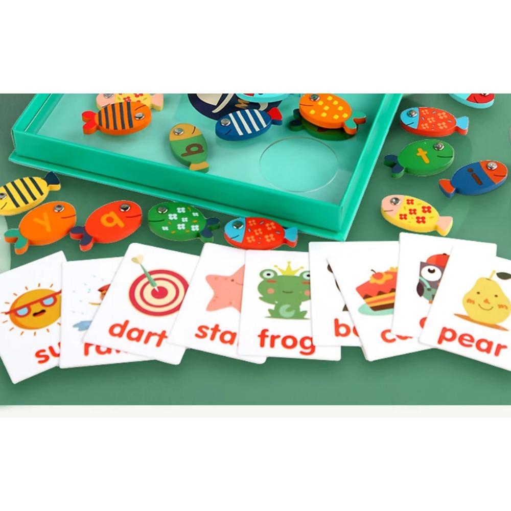 Kids Montessori Toy Wooden Magnetic Fishing Game Fine Motor Skill Counting Catch ABC Alphabet Fish Cognitive Toys Spelling Games
