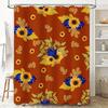 Modern Bathroom Shower Curtain with Autumn Leaves Sunflowers Print Design Waterproof Fabric for Bath Decorations in Multiple Siz