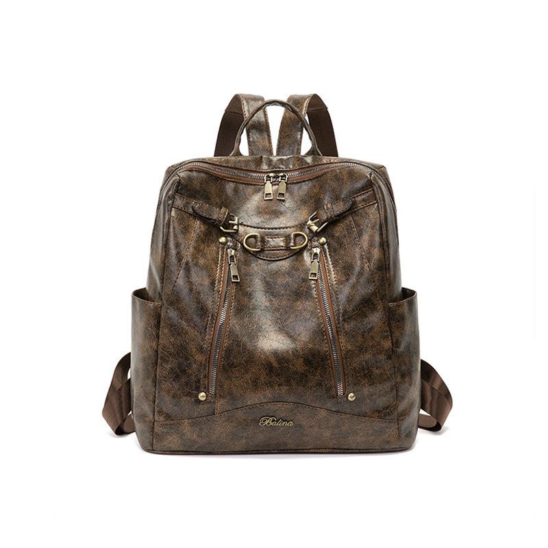 Women s Retro Backpack Large Capacity Travel Commuter Backpack кофейный