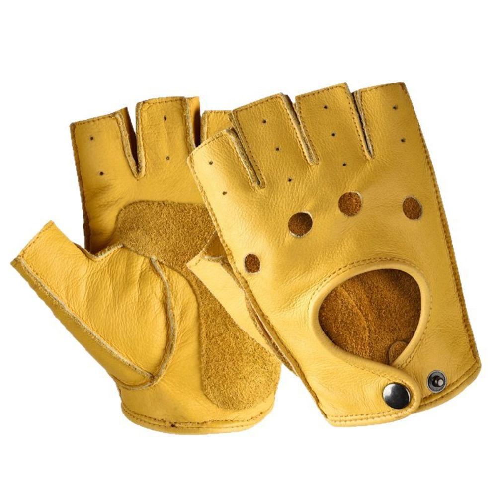 Outdoor Sports Cowhide Gloves Anti Slip Half Finger Gloves New Men Gloves  Fitness Motorcycle