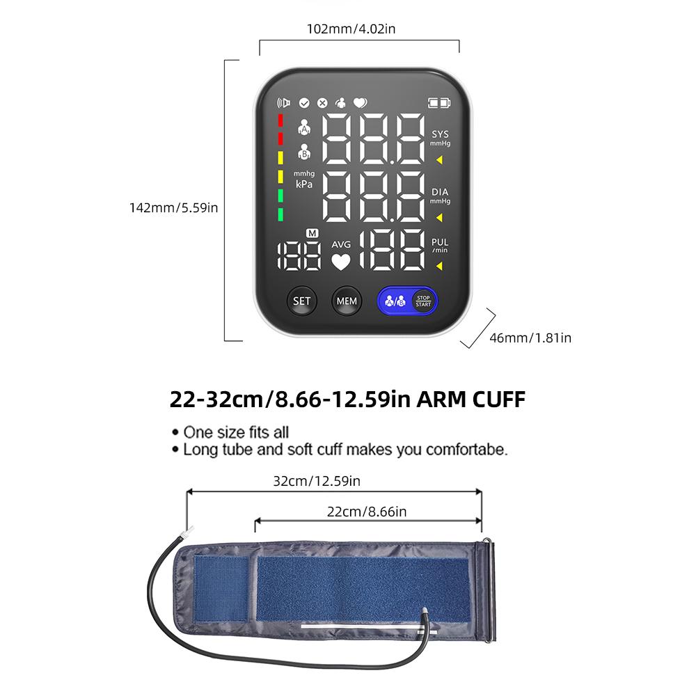 Monitoare de tensiune arterială pentru uz casnic - Manșeta de sus a brațului Ecran cu iluminare din spate LED Monitor digital BP