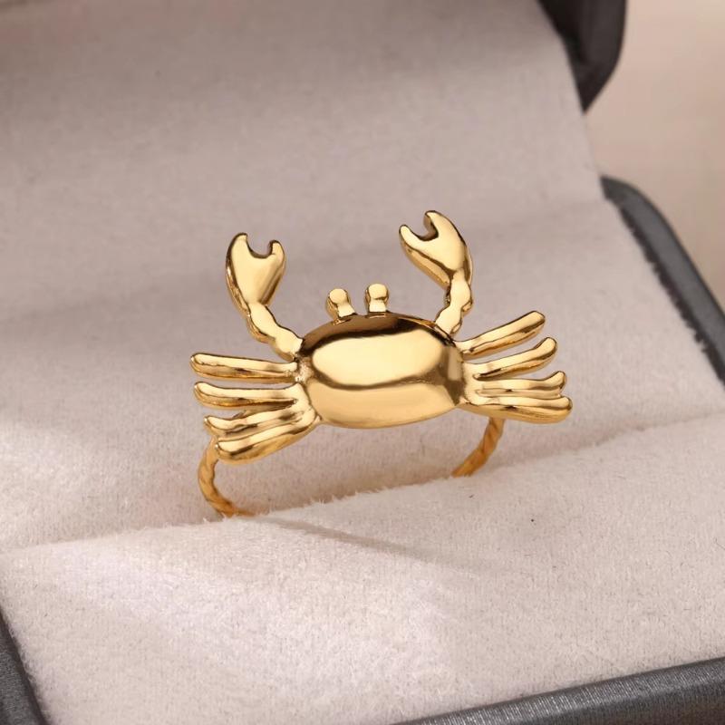 Summer new titanium steel ring women's niche light luxury shell crab ocean index finger ring