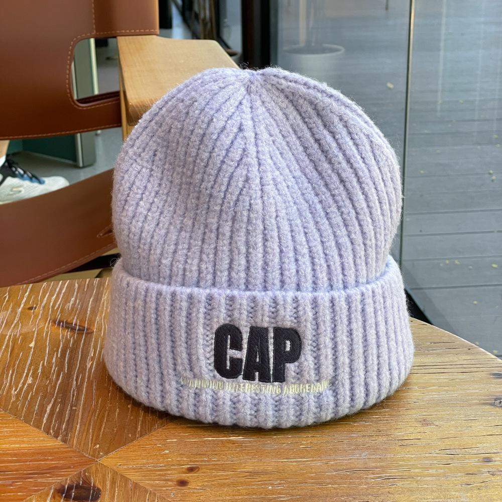 Autumn and Winter New Style Knitted Woolen Hat for Women Alphabet Versatile Couple Pullover Hat  Hip Hop Trendy Warm and Cold Hat for Men