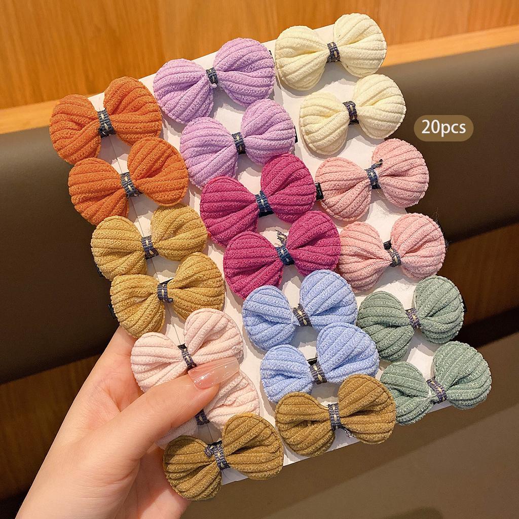 20 Fabric Bow Hair Clips, Cute, Colorful, Random Hair Accessories