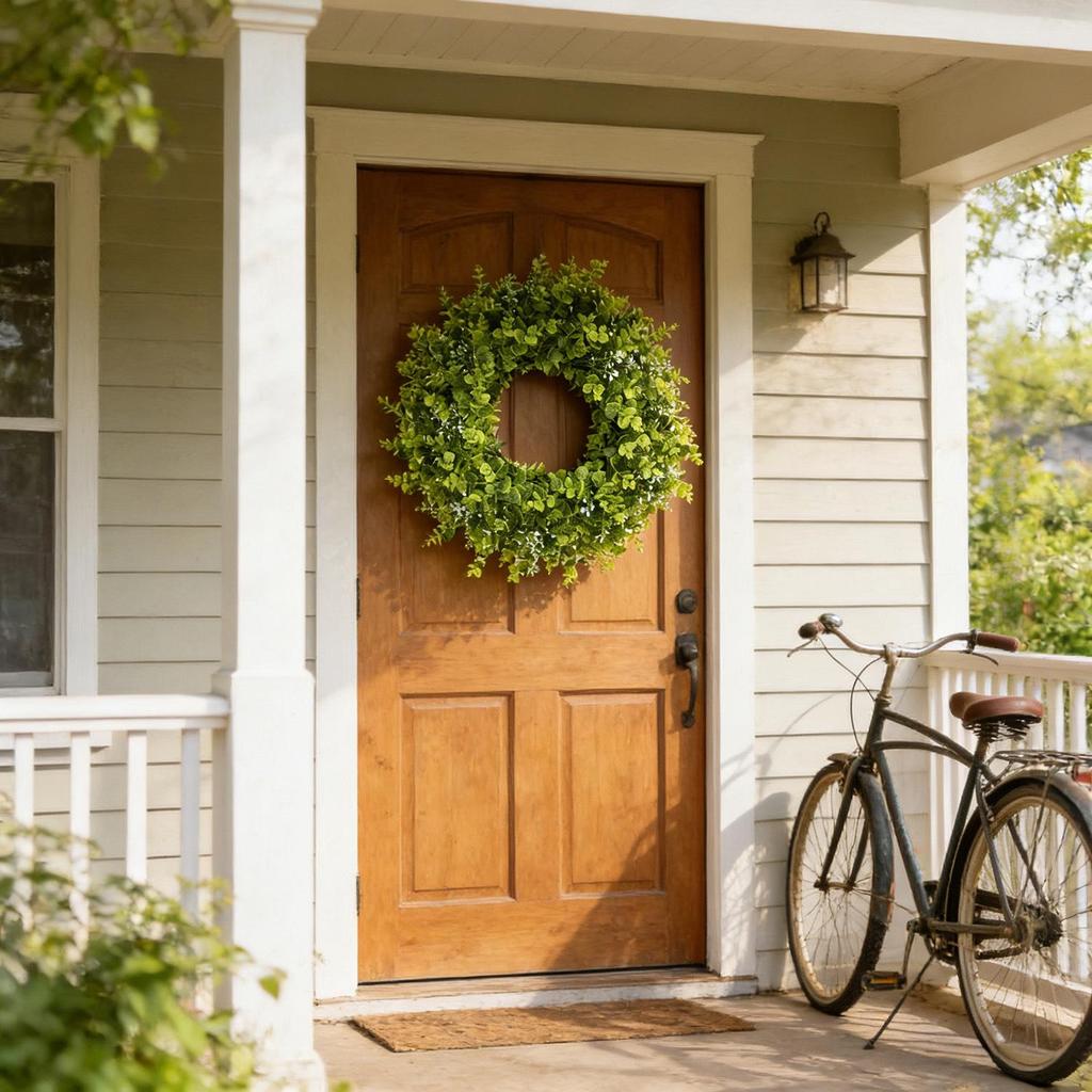 Kai Jin Eucalyptus Leaf and Berry Wreath - Rustic Farmhouse Spring/Summer Wall Decor