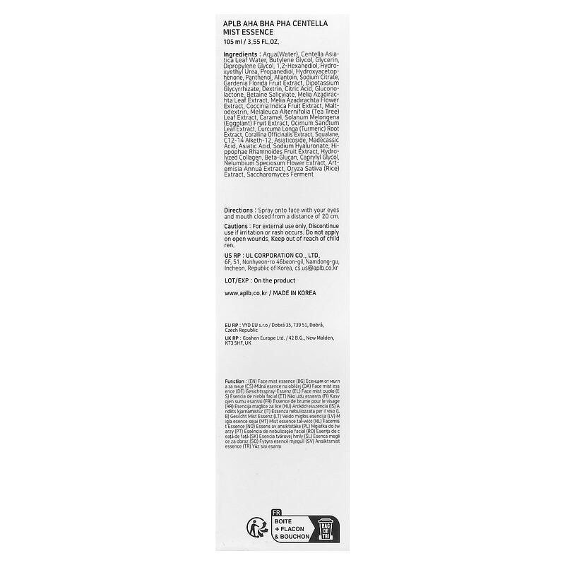 AHA BHA PHA Centella Mist Essence, 3.55 fl oz (105 ml)