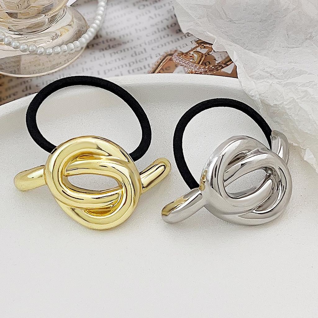 4Pcs Metal Circle Hair Cuff Elastic Hair Band Hair Ties Ponytail Holder Hair Rope Accessory for Women Girls