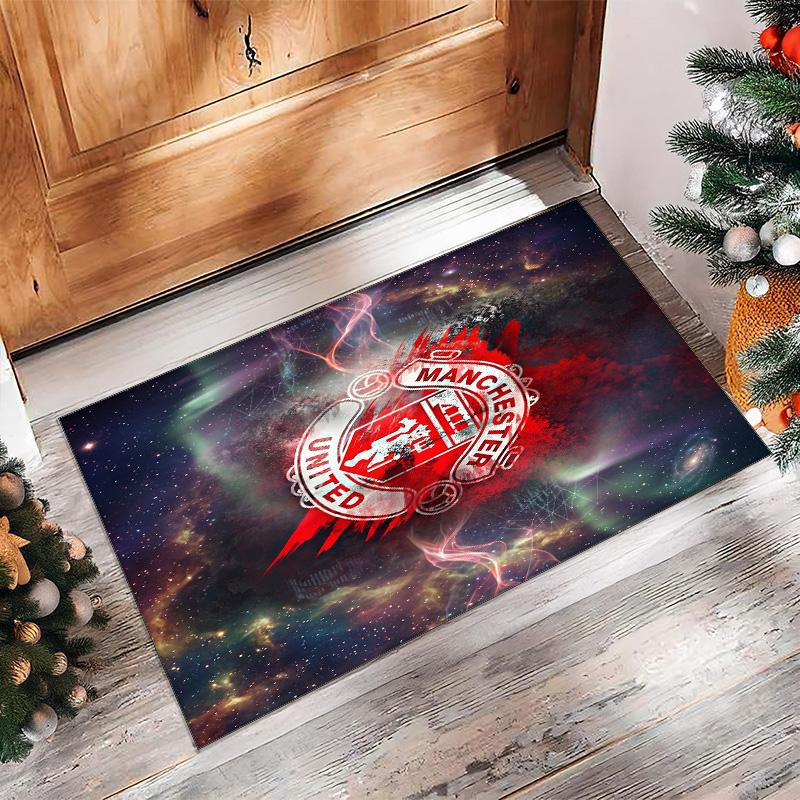 Tappeto in Flanella Stampato Manchester United Antiscivolo Morbido Poliestere Tappeto per Pavimento Tappetino Decorativo per Interni per Camera da Letto Soggiorno Divano