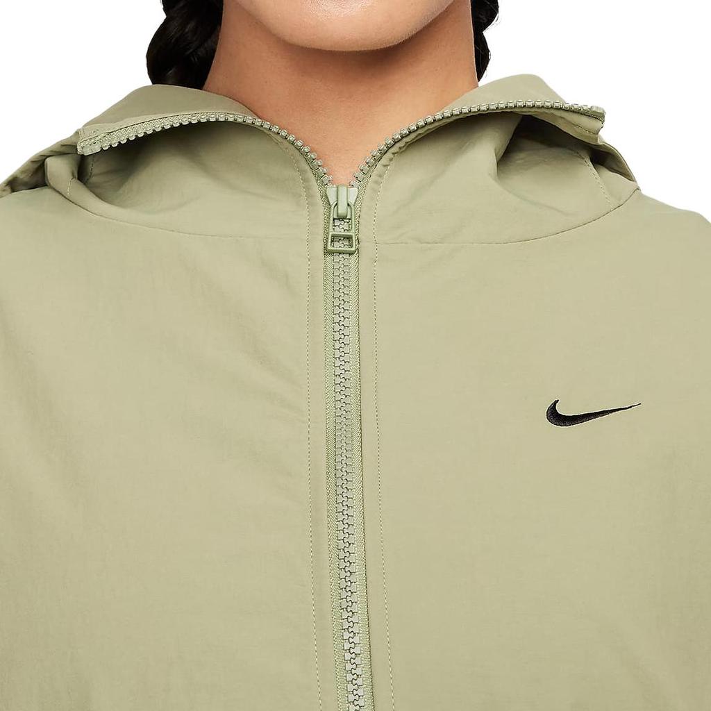 Nike Solid Color Hooded Zip-Up Casual Jacket Women Outerwear Olive-Green FN3670-386