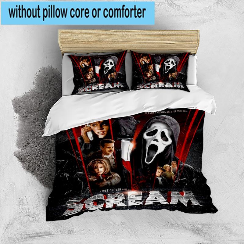 3PCS Scr-eam Horror Movie 3pcs Bedding,Including 3PCS Duvet Cover And 2pcs Pillowcases Perfect for Christmas,Ideal for Bedroom, Dormitory