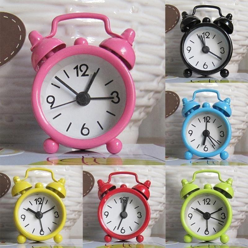 Portable Mini Alarm Clock Retro Double Bell Desk Table Clock Durable Quartz Clock Home Decoration Table Watch Desk Clock