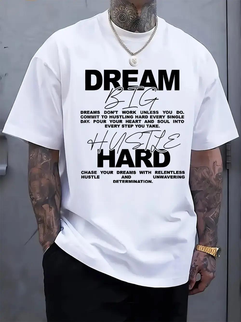 

Round Neck Short Sleeve T-shirt with Motivational Quotes And Prints XXXXL
