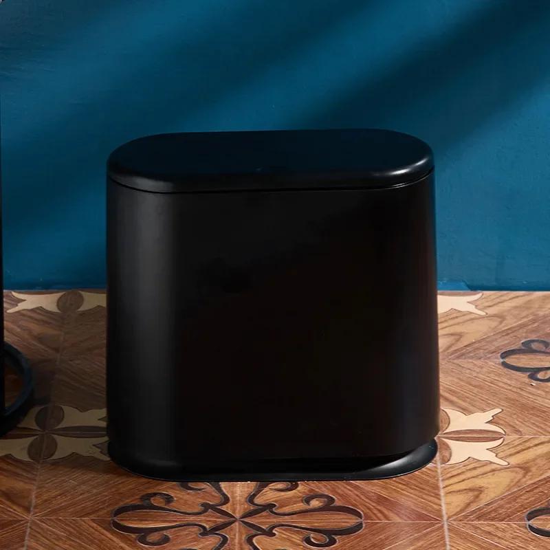 Japanese-style Oval Press-type Elastic Cover Trash Can, Toilet Crack Classification, Storage, Paper Basket, Household Bucket