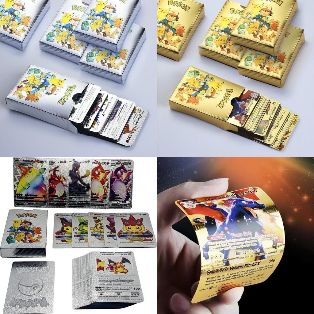 Exquisite Pokemon Cards Metal Gold Energy Card Charizard Pikachu Collection For Kids