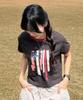 MAHAGRID Flag Applique Ringer Crop Tee White(Mg2Gmft513A)