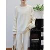 Retro twist crew neck soft waxy knitted sweater top autumn and winter new loose sweater pullover inside women