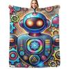 Children's Robot Throw Blanket Cozy Home Blanket Gift for Christmas Holiday