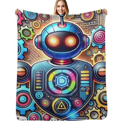 Children's Robot Throw Blanket Cozy Home Blanket Gift for Christmas Holiday