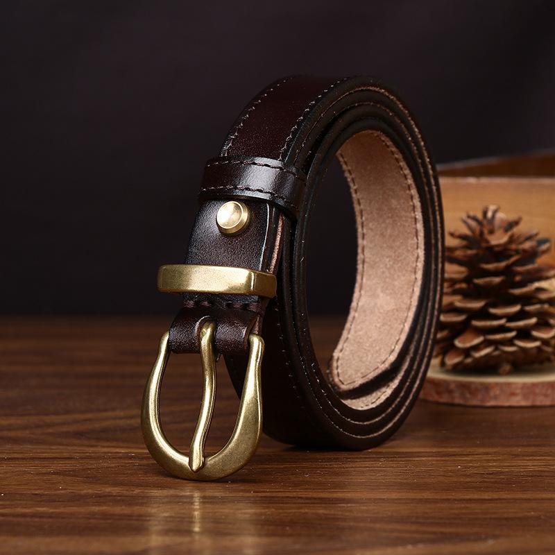 Leather Internet Celebrity Style Belt Female Korean Version Trend Versatile Personality Retro Pin Buckle First Layer Cowhide Jeans Belt Female