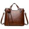 Retro PU Leather Handbags for Women Flower Decor Women's Shoulder Bag Leather Tote Bag