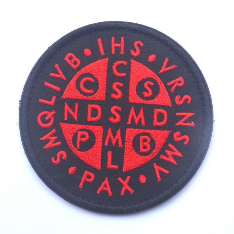 Saint Cross Morale Patch Coyote Tan Burnt Bronze Catholic St. Saint Benedict Cross Morale Patch