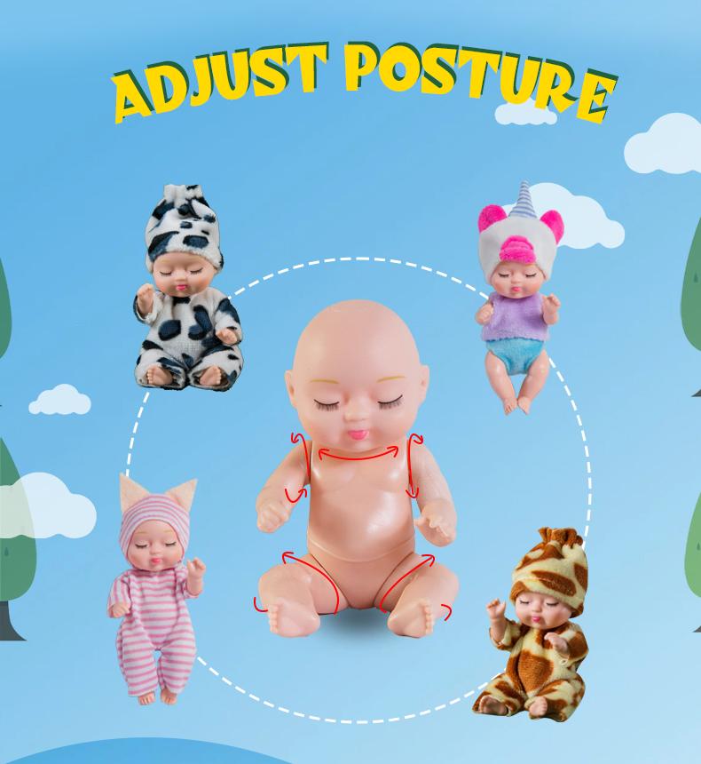Latest Fashion 11Cm Simulation Rebirth Dolls Plaything Small Cute Sleeping Baby Series Doll Animation Animal Toy For Kids Birthday Gift