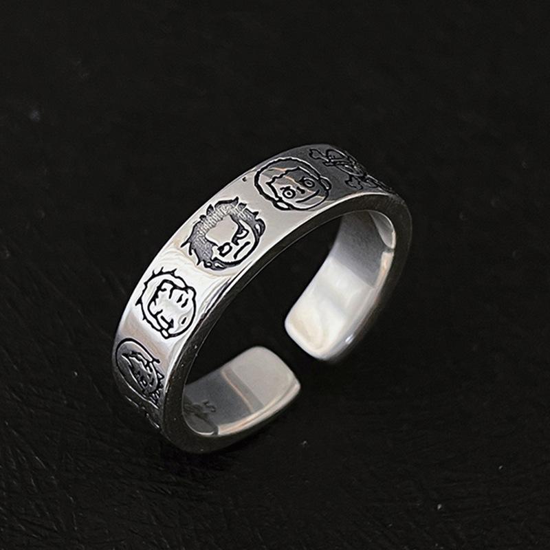 Custom Cartoon Character One Piece Women’s Retro Hip Hop Adjustable Index Ring Adjustable Open