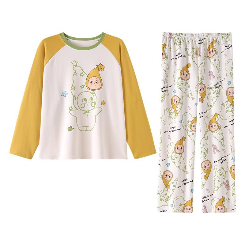 Girls Long Sleeve Cotton Pajama Set Cartoon Print Home Sleepwear Ages 8 Fall Comfortable Kids Loungewear