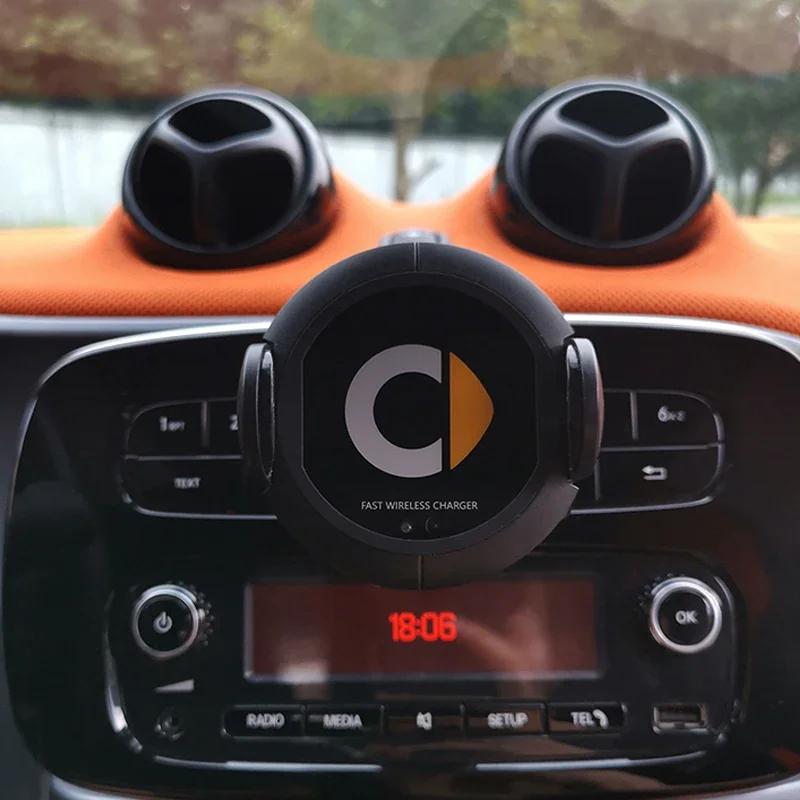 For Mercedes Benz Smart 453 451 Wireless Charging Phone Holder Auto Clamping Car Mount Qi Enabled Charger Car Accessories