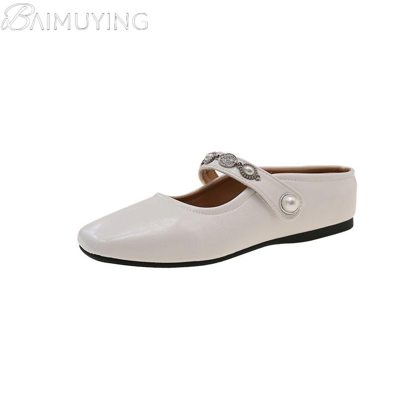 Fashion Platform Mules Shoes Flats Slippers Women Sandals Square Toe Summer 2025 Trend Casual Marie Janes Shoes Dress Slides Sandalias