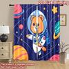 2D Flachdruck 2 Stück Fenstervorhänge Niedlicher Astronautenbär Weltraum Digital Bedruckt Polyester Vorhänge Saisonale Party- und Feiertagsdekoration