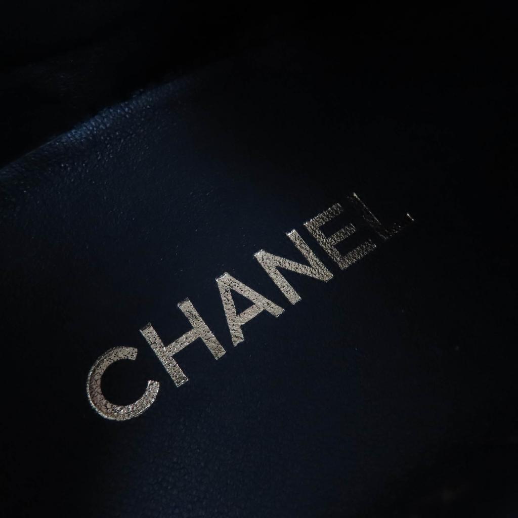 Great CHANEL Sneakers COCO Mark Leather Slip-Ons Black Leather Women 39 24P G45559 Used