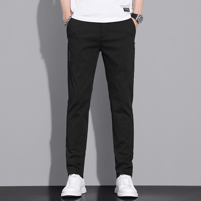 Men's Casual Soft Light Straight Pants - Elastic Waist Slim Fit