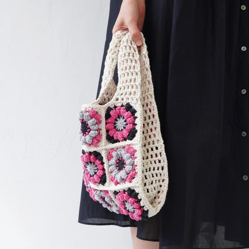 Raw wool itohenlab knitting kit Puff corn motif bag #10-2