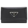 Safiano Key Holder  M222A 6 Hooks Triangular Logo Black Leather Unisex Used