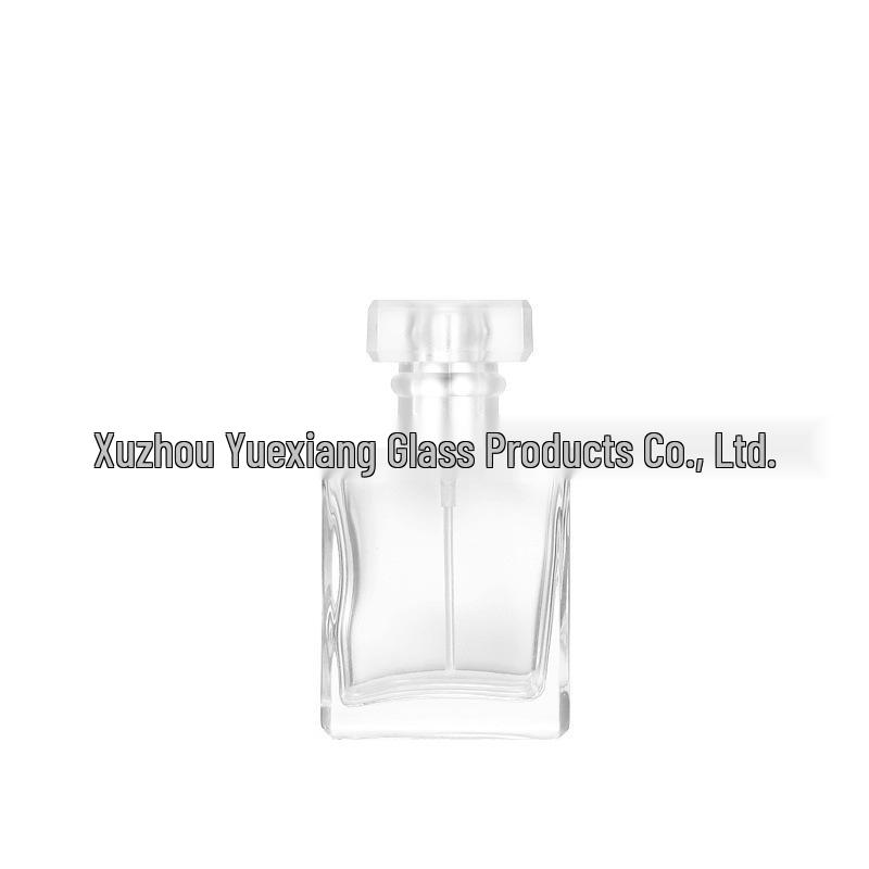 Transparent Glass Perfume Bottles - Square Spray and Screw Cap Design for Travel