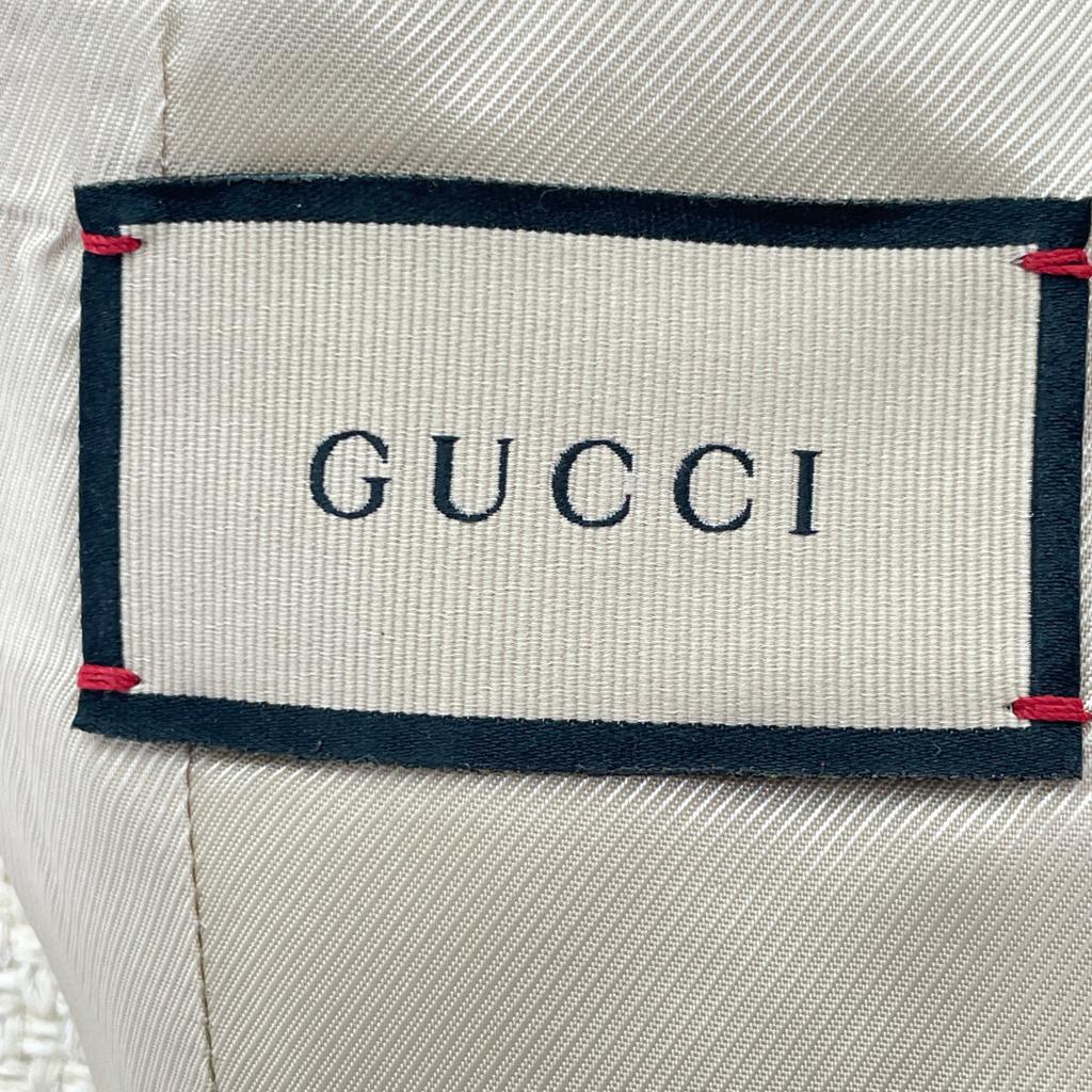 GUCCI 674332 Beige Gold Button Collarless Tweet Jacket Jacket 36 beigeUsed