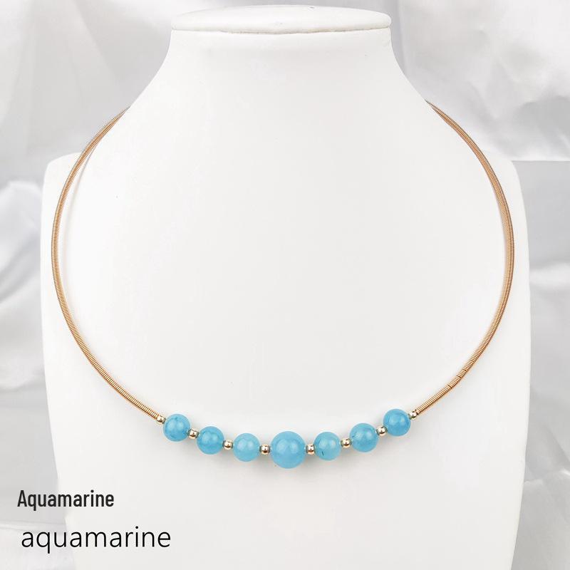 

Ожерелье-чокер из агата и хрусталя, оплетенное проволокой