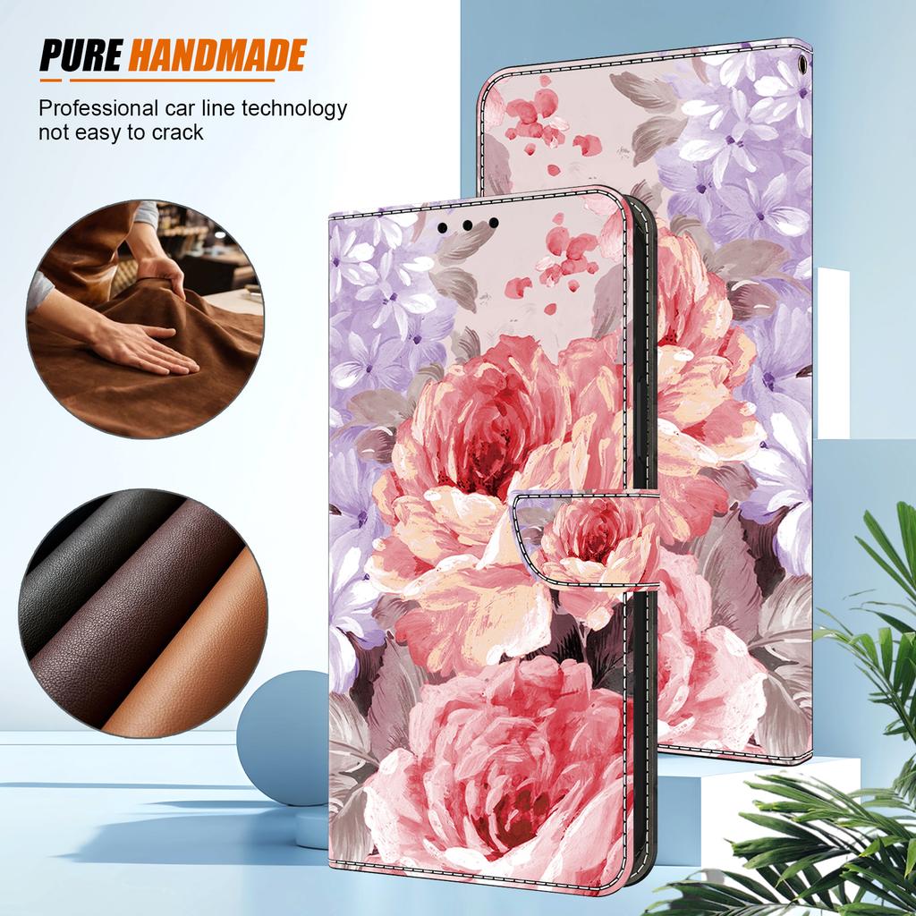 Portfel ze skóry z malowanymi wzorami 3D typu flip do Samsung Galaxy S25 S24 S23 S22 S21 S20 S10 S10e S9 S8 Plus Ultra FE EDGE 4G/5G Etui