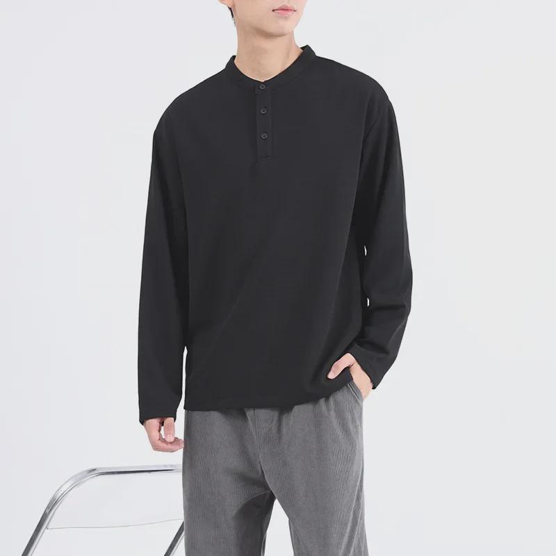Men's Trendy Waffle Henley Long-Sleeve Casual Shirt