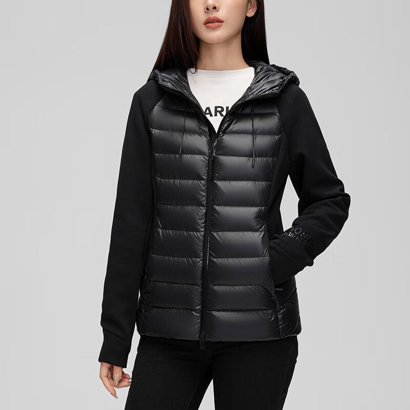 Yalu RS Women's Black Gold Hooded Goose Down Jacket YYQZ939