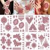 9pcs Lace Hollow Lace Fake Tattoos Indian Style Flower Fake Tattoos Hand Tattoo Stickers  Wedding