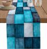 Blauw Grijs Linnen Tafel Runner Commode Sjaal Tafel Decor Abstracte Kunst Textuur Keuken Eettafel Runners voor Feestdecoratie