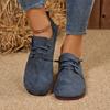 New Large Size Retro Style Flat-bottomed Casual Single Shoes Women's Foreign Trade Low-top Front Lace-up Lazy Loafers Wish