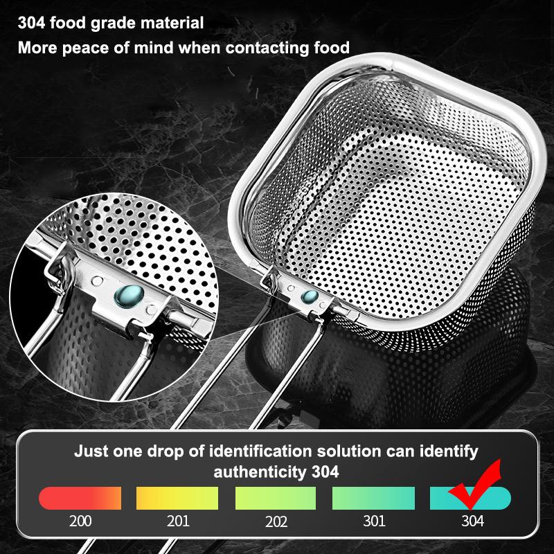 Pasta Basket Blanching Stainless Steel Fry Basket, Spaghetti Strainer, Noodles Strainer For Picking Ramen, Cooking Dumplings 1Pc