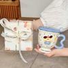 Girls' Heart Cute Rabbit Cup for Girls' Birthday Gift Souvenir High-value Ceramic Mug with Lid Spoon
