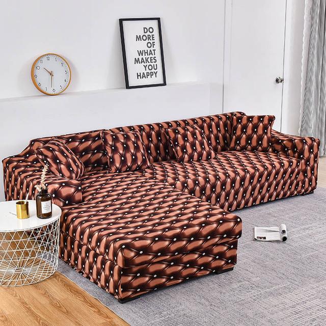 

L-образный диван, геометрический чехол для дивана, эластичный чехол для дивана для гостиной, домашние животные, шезлонг 4-seat 235-300cm 1pc
