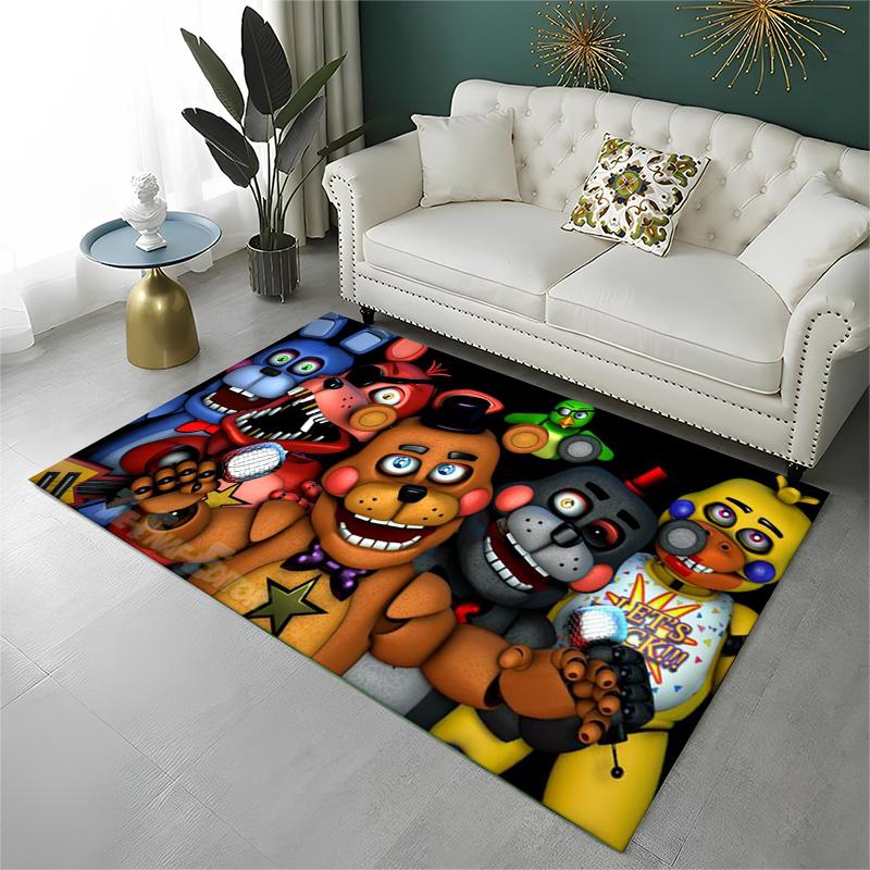 Klasický F-FNAF Hororová Hra Freddy Koberec Kobereček do Herny Ložnice Obývacího Pokojíku Pohovky Domácí Dekorace, Dětský Kobereček Protiskluzová Podložka