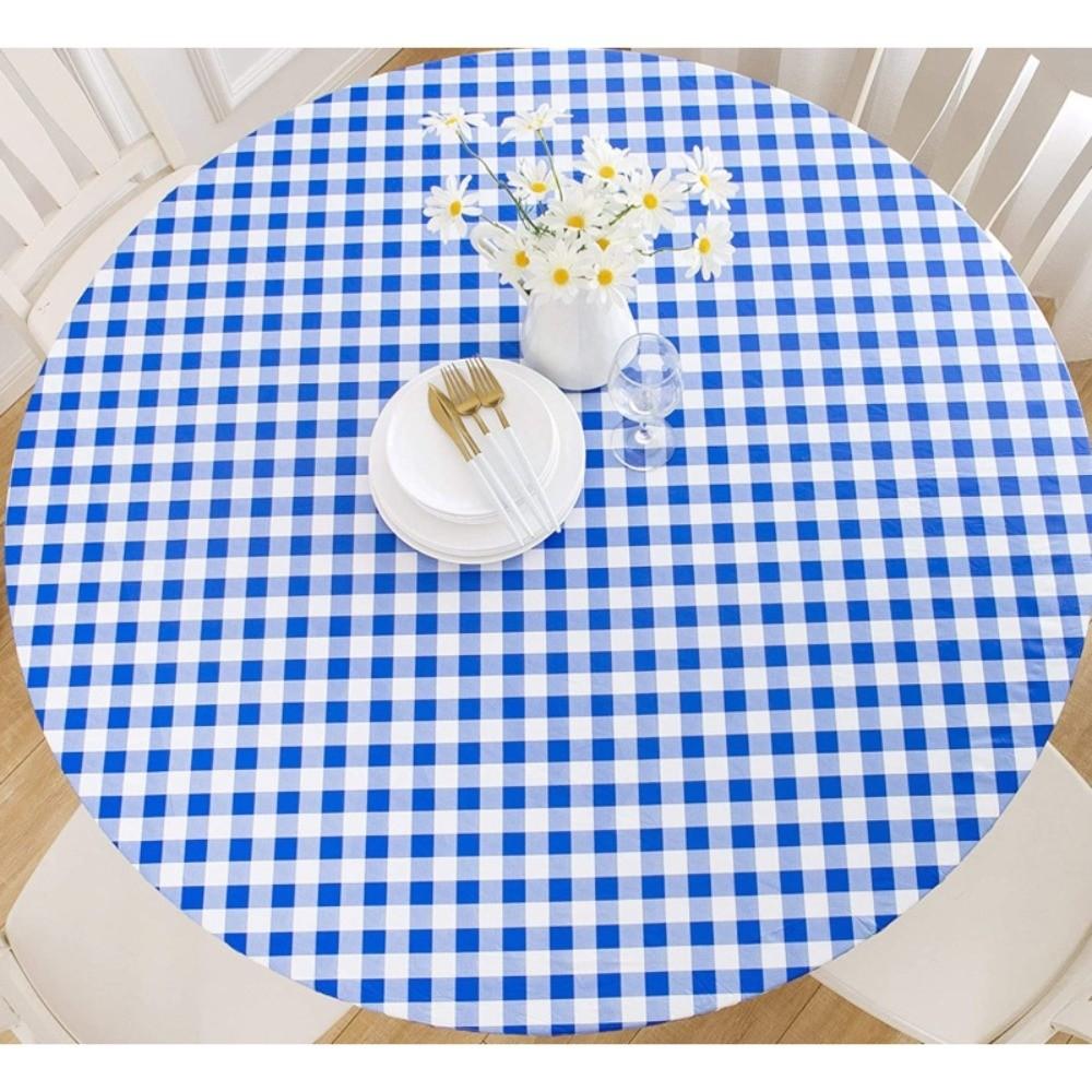 40-44 In PVC Tablecloths Wood Grain Elastic Waterproof Table Covers Oil Proof Dirt Resistant Small Round Tablecloth Thanksgiving